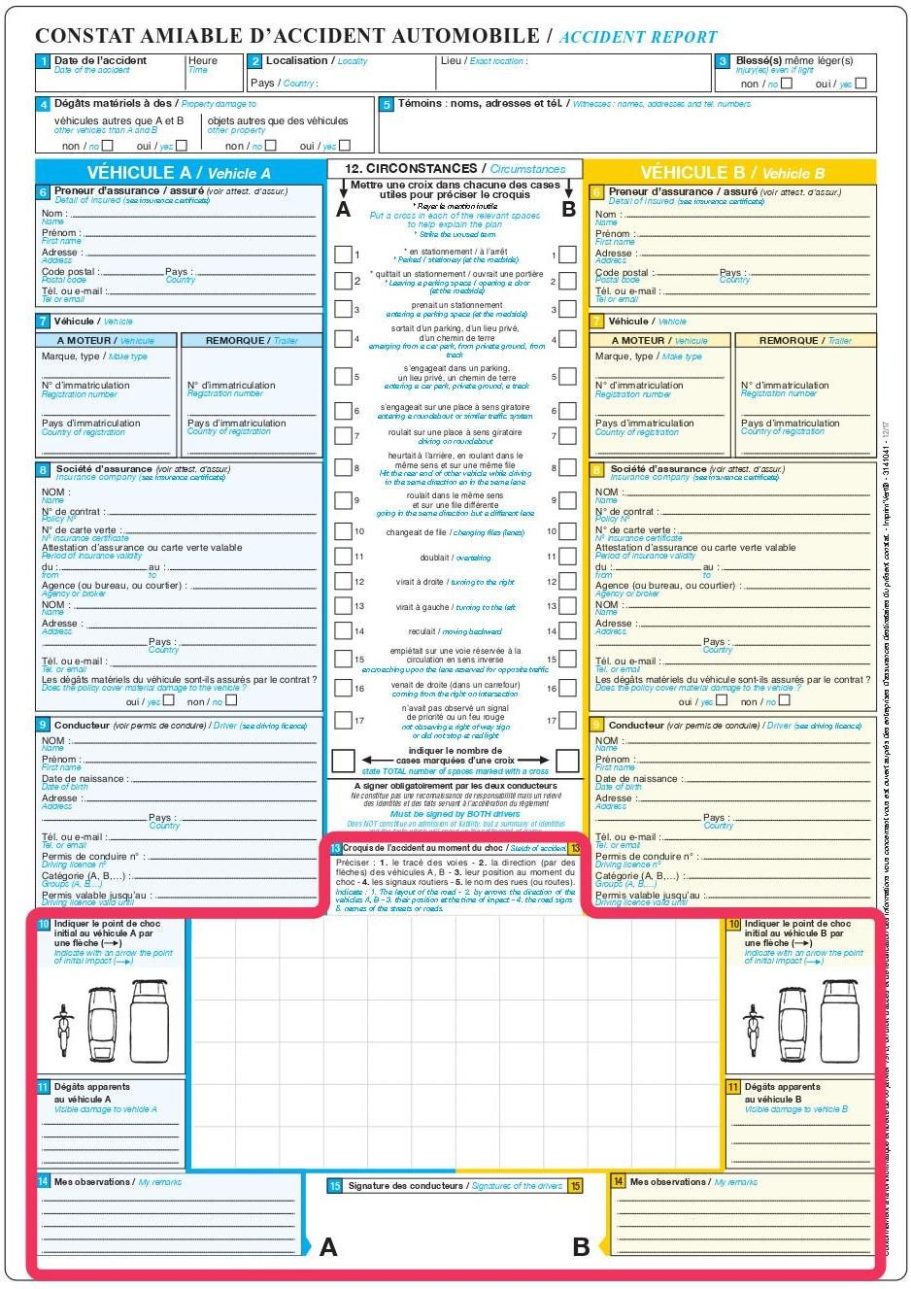 remplir un constat amiable 2 roues