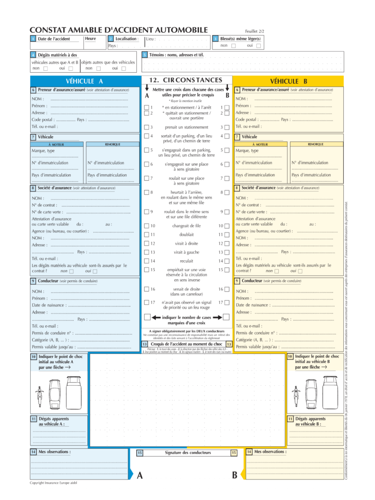 constat amiable auto